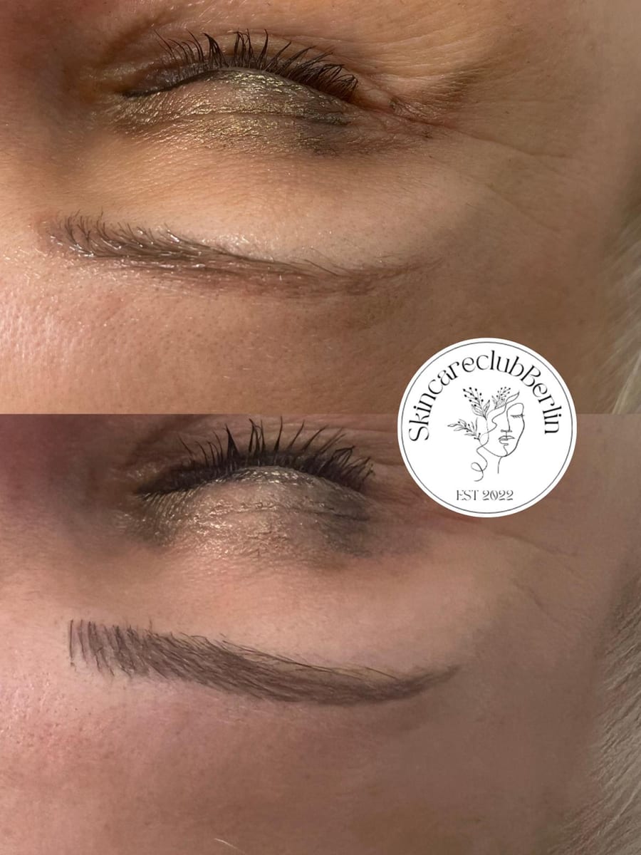 Vorher-Nachher-Vergleich einer Microblading-Behandlung im Studio von Natalie Barsuhn